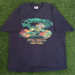 VTG Y2K 2005 Sturgis Bike Week Hanes Heavyweight T-Shirt Black T-Shirt Men’s XL